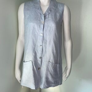 FLAX Light Blue Swiss Dot Tunic - Linen Tank Top S